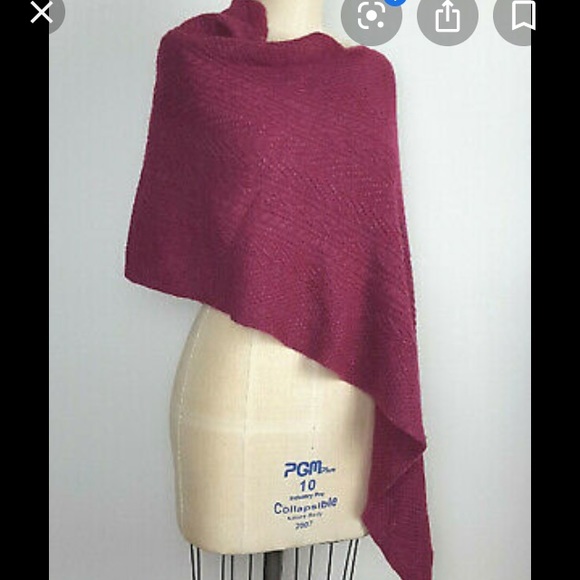 J Jill Magenta Asymmetrical Cable Knit Poncho - Picture 6 of 6
